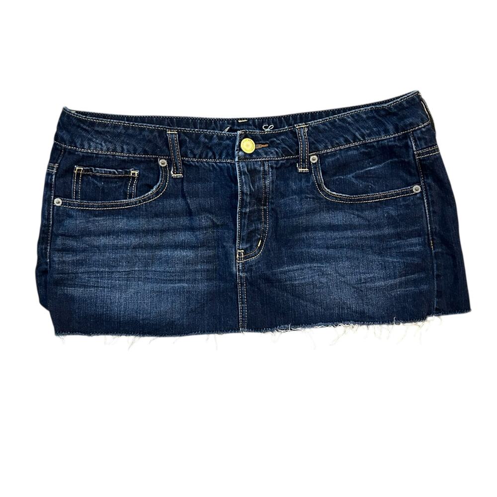 American Eagle Skirt Micro Denim Low Rise Jean Womens 14 Dark Wash Festival